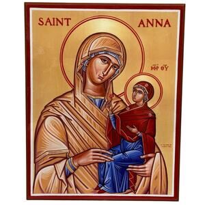 Monastery Icons Saint Anna Wooden Eastern Orthodox Plaque Wall Decor Handpainted